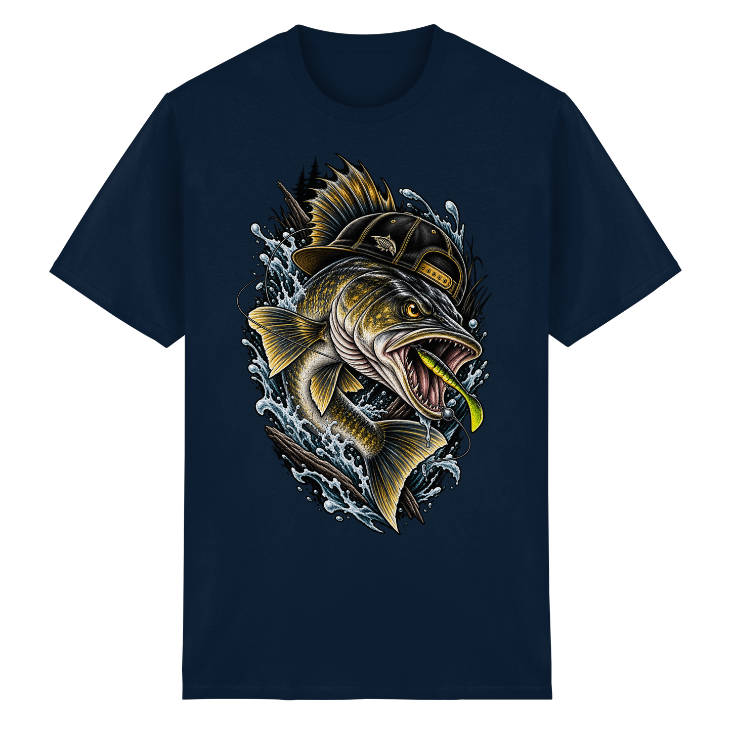 Cooler Zander mit Cap T-Shirt – Angelshirt für Zanderangler Angler Angeln