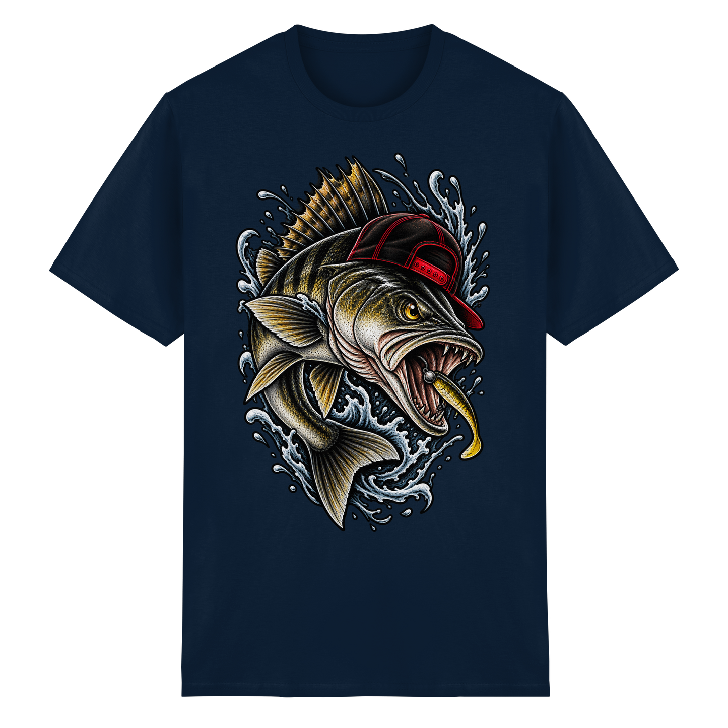 Cooler Barsch mit Cap T-Shirt – Angelshirt für Barschangler Perch Zielfisch