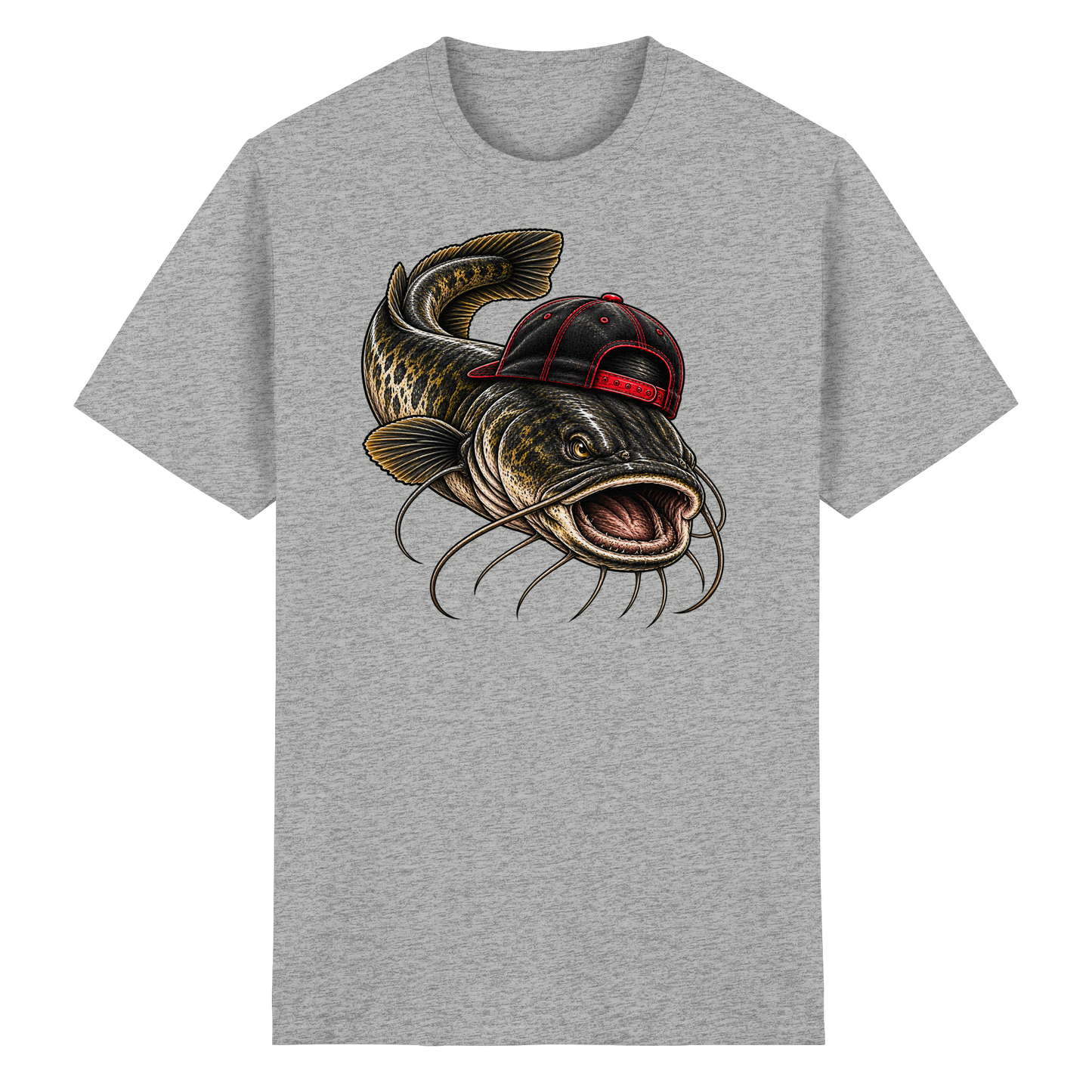 Cooler Waller mit Cap T-Shirt – Wels Angler Shirt für Wallerangler Catfish