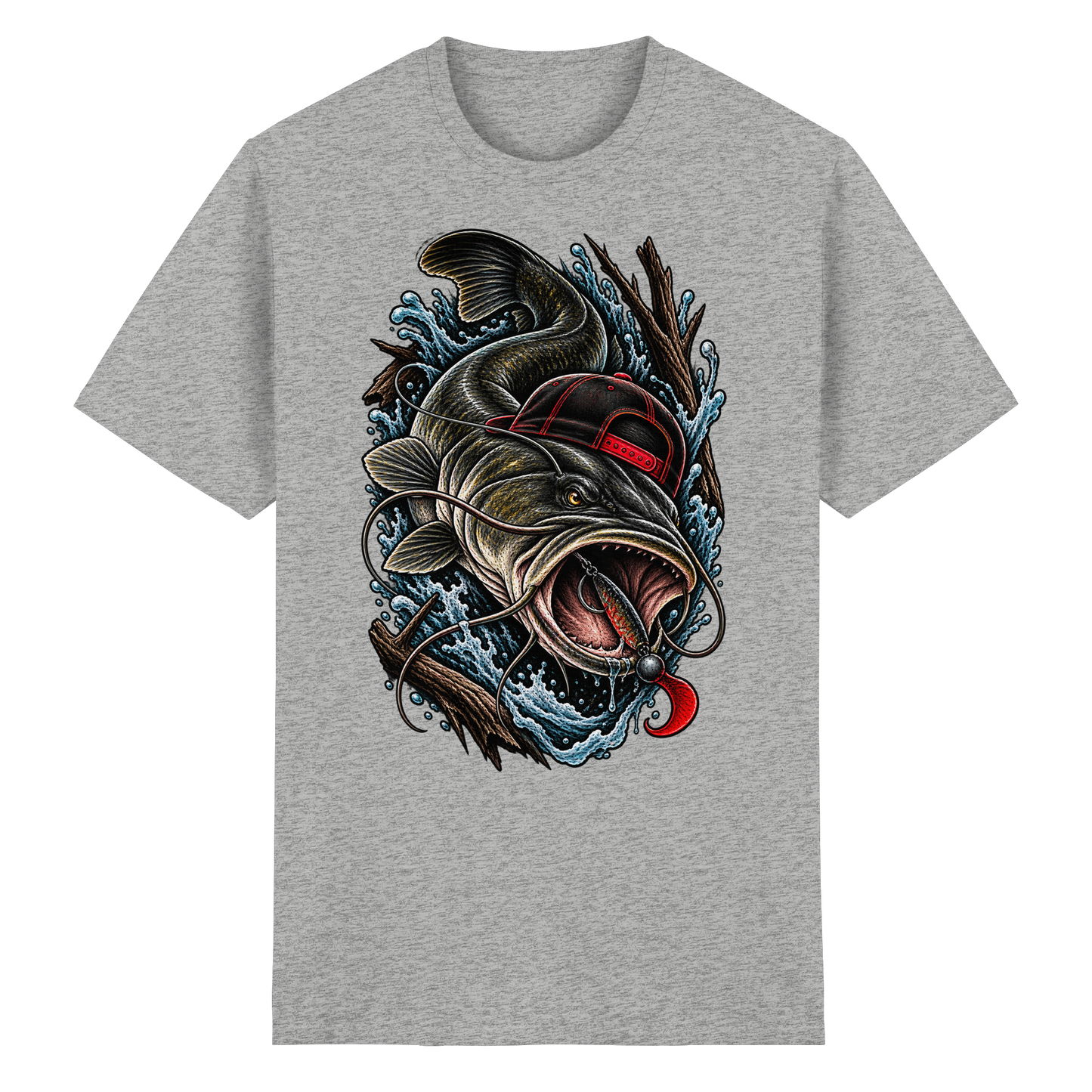 Cooler Waller mit Cap T-Shirt – Wels Angler Shirt für Wallerangler Catfish