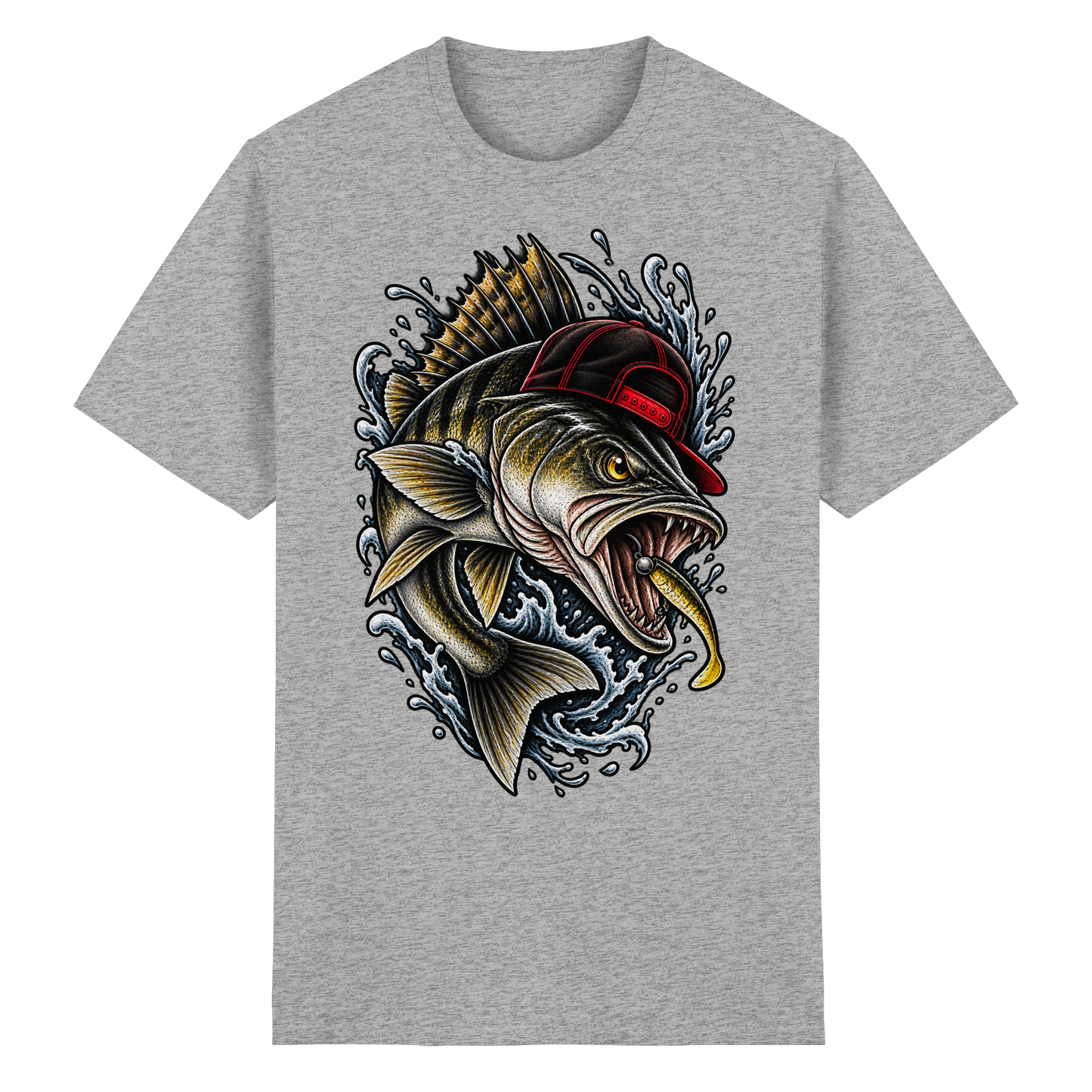 Cooler Barsch mit Cap T-Shirt – Angelshirt für Barschangler Perch Zielfisch