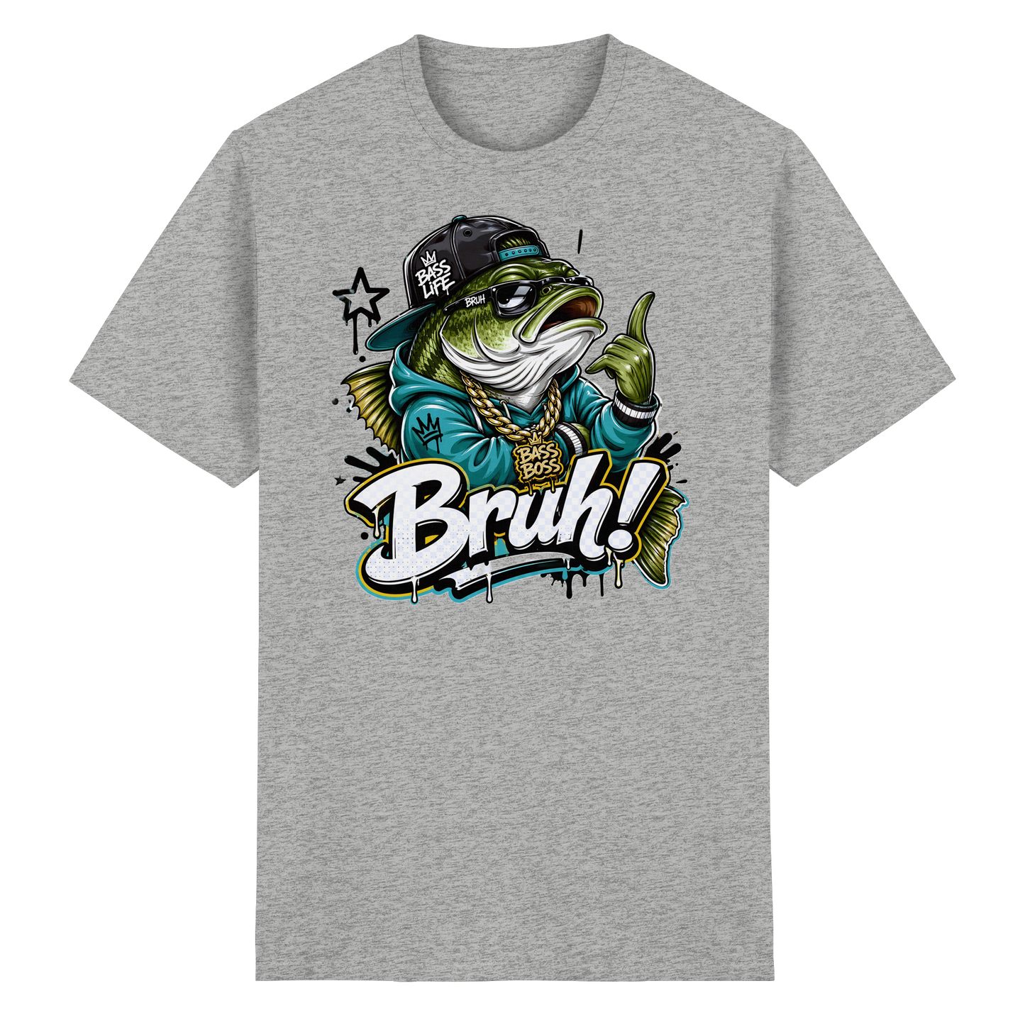 Bruh Bass Boss Life Fishing Shirt Hip Hop Barsch Angler Streetwear T-Shirt