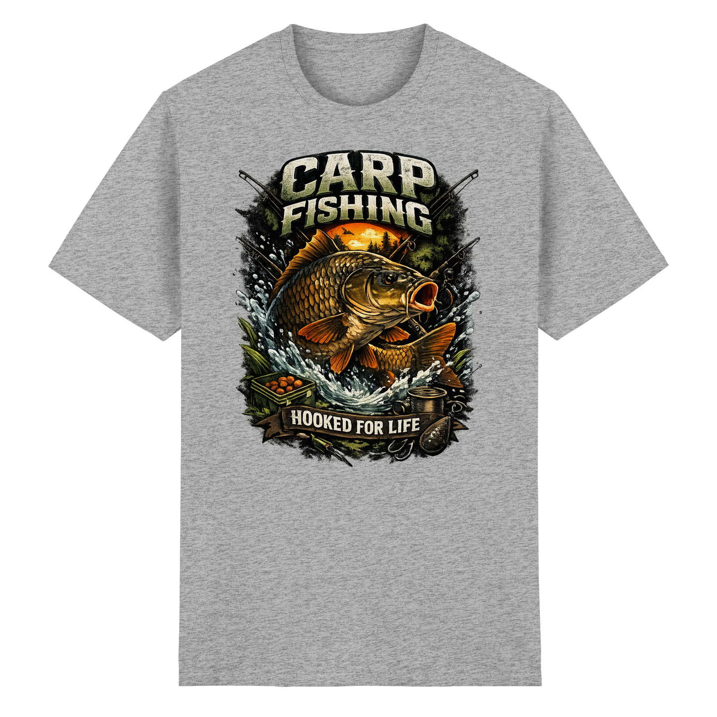 Carp Fishing – „Hooked for Life“ Karpfenangler Karpfen Shirt T-Shirt Angeln