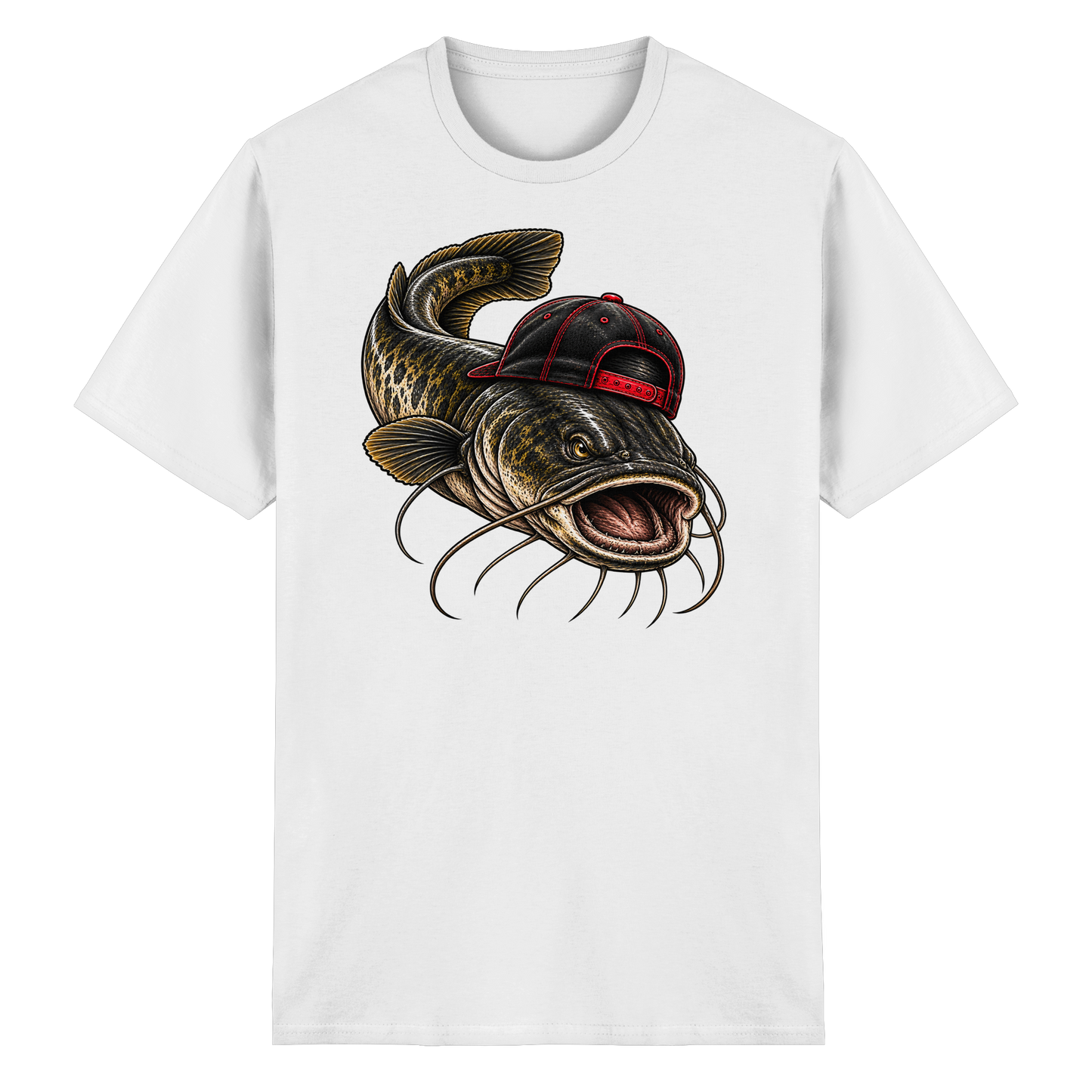 Cooler Waller mit Cap T-Shirt – Wels Angler Shirt für Wallerangler Catfish