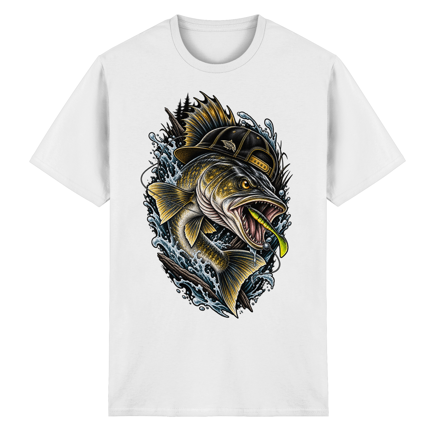 Cooler Zander mit Cap T-Shirt – Angelshirt für Zanderangler Angler Angeln