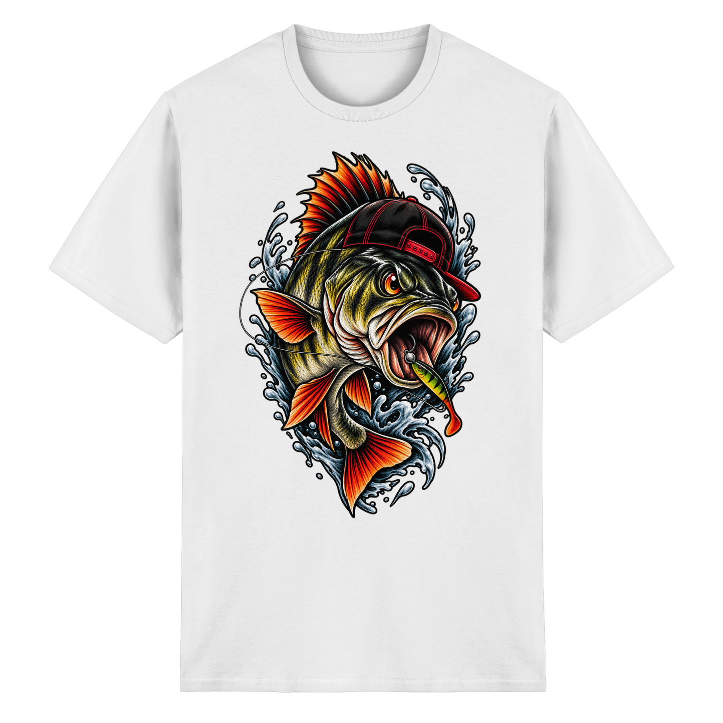 Cooler Barsch mit Cap T-Shirt Angelshirt für Barschangler Perch Angeln Angler