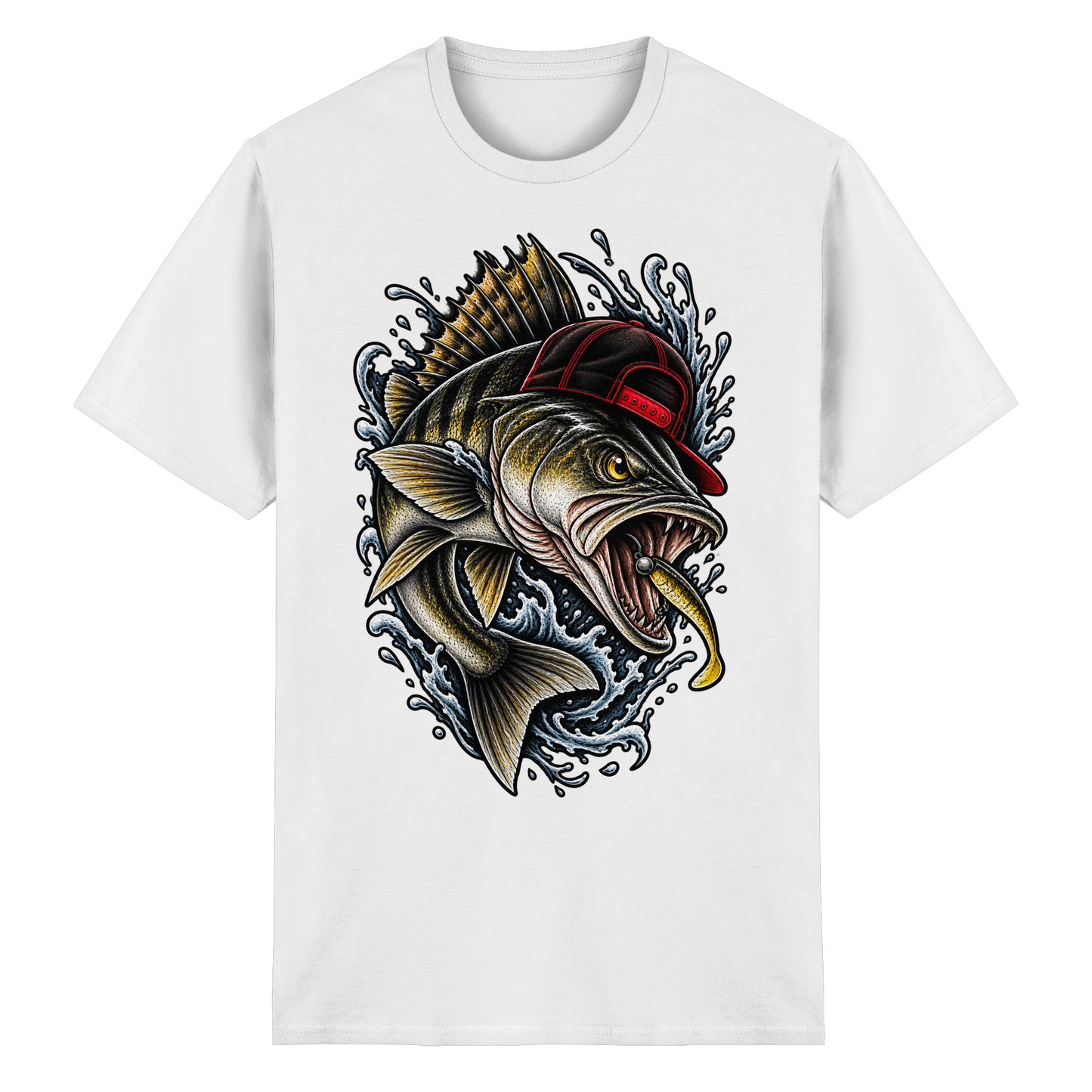 Cooler Barsch mit Cap T-Shirt – Angelshirt für Barschangler Perch Zielfisch