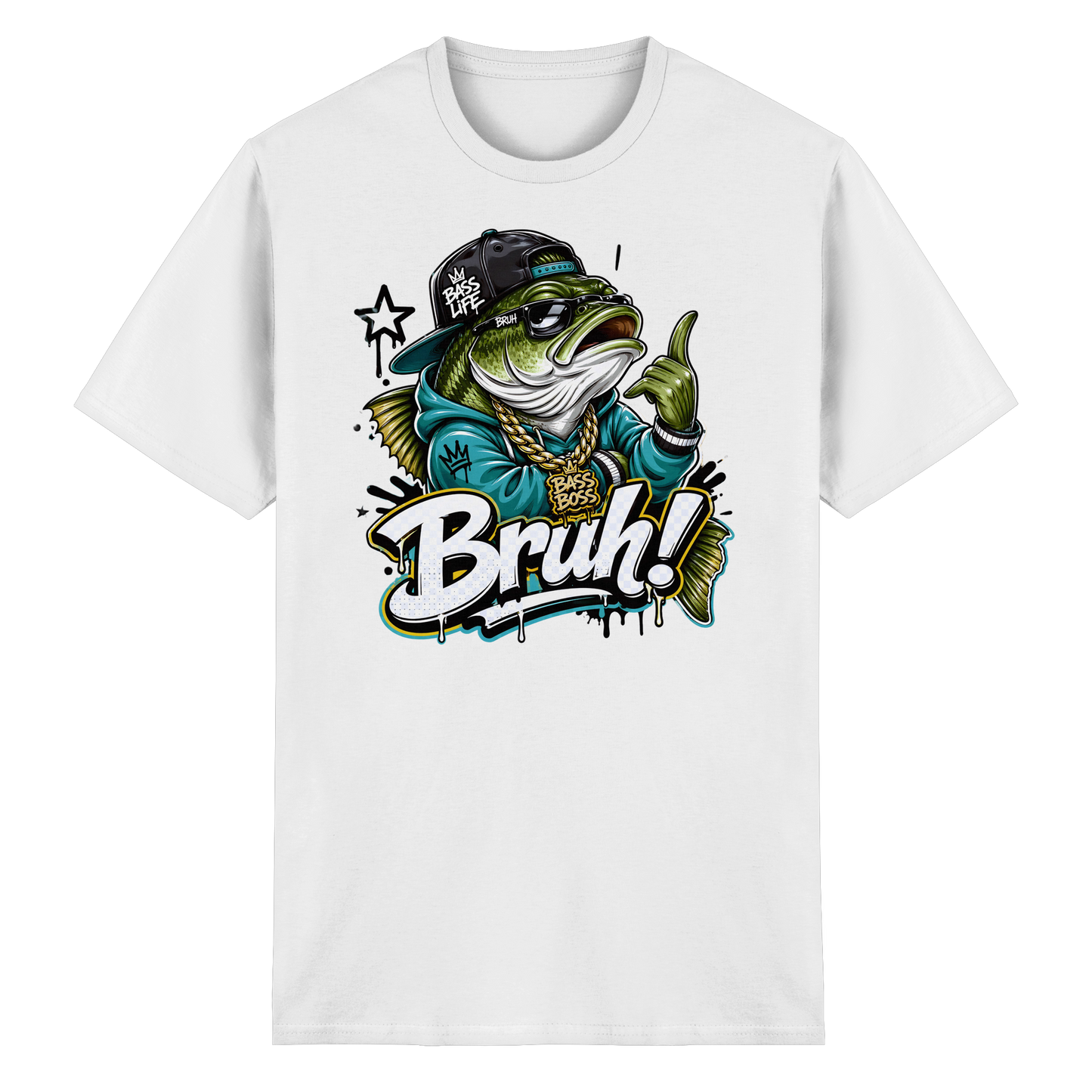 Bruh Bass Boss Life Fishing Shirt Hip Hop Barsch Angler Streetwear T-Shirt