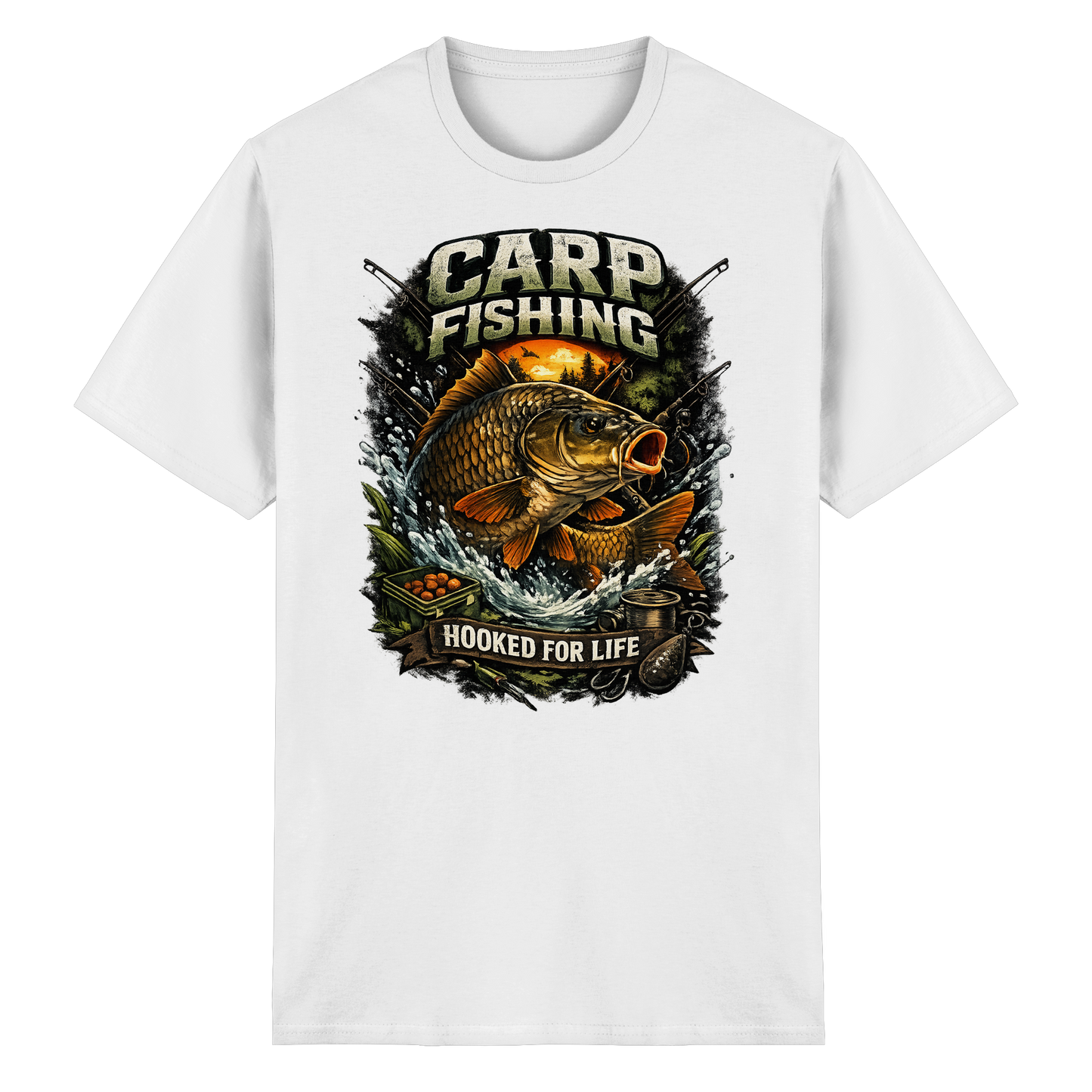 Carp Fishing – „Hooked for Life“ Karpfenangler Karpfen Shirt T-Shirt Angeln