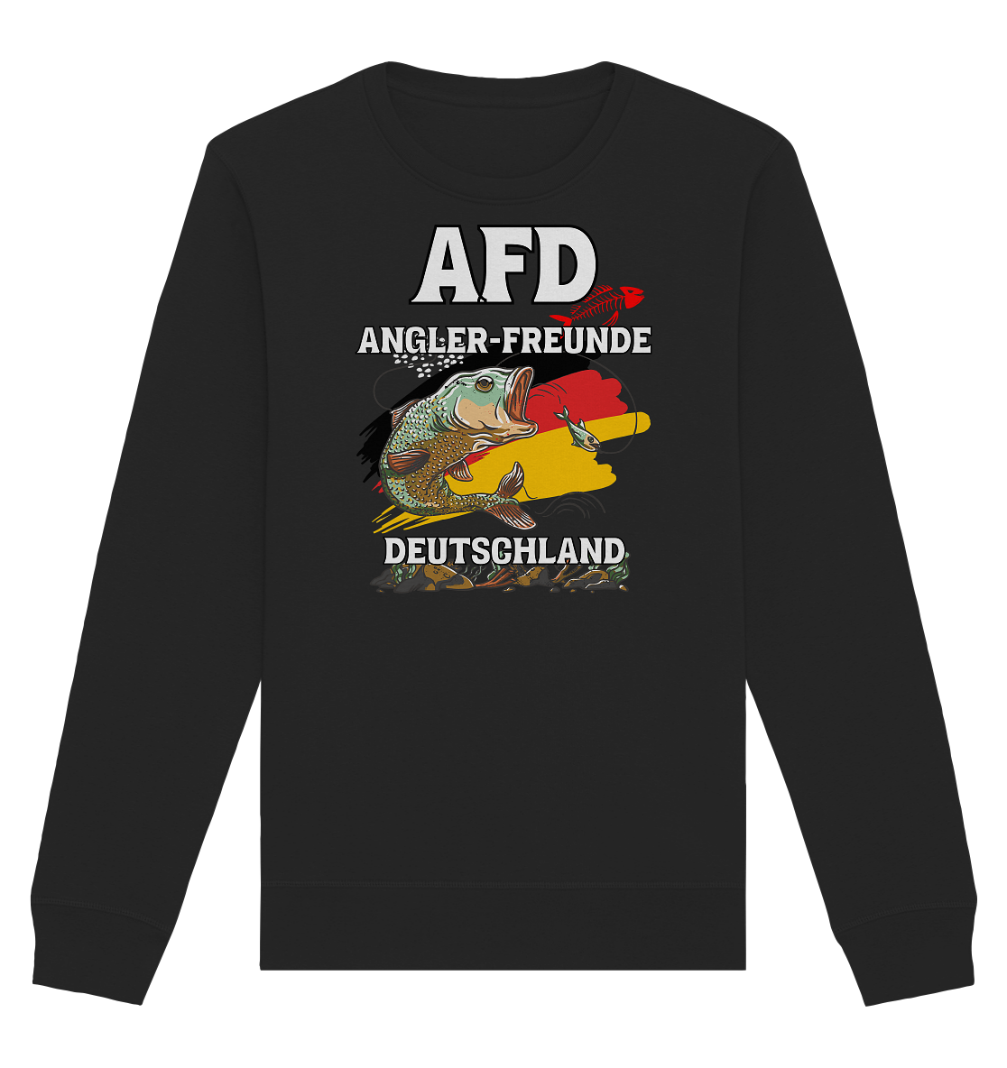 AFD Angler-Freunde Deutschland -  für Angler Fischerei Hobby Männer Angelsport Karpfen Raubfisch Wels Waller Zielfisch Angeln - Organic Basic Unisex Sweatshirt