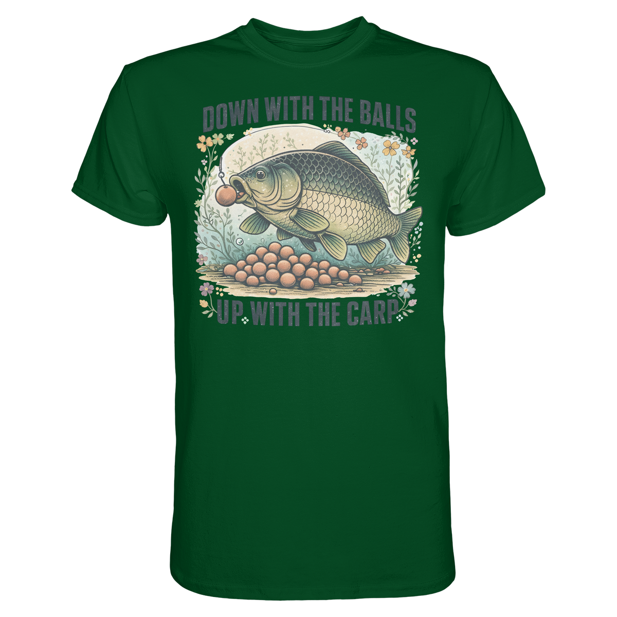 Down with the Balls up with the Carp - Karpfen Karpfenangler Angler Premium T-Shirt