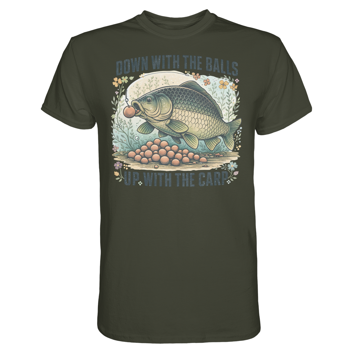 Down with the Balls up with the Carp - Karpfen Karpfenangler Angler Premium T-Shirt