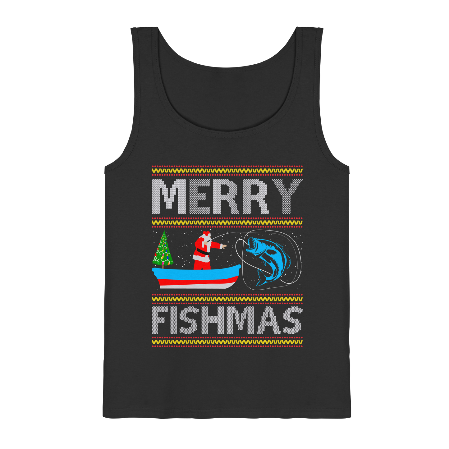 MERRY FISHMAS CHRISTMAS Ugly Xmas Fröhliche Weihnachten Angler Angeln Tank-Top