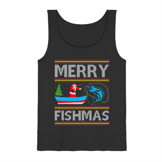 MERRY FISHMAS CHRISTMAS Ugly Xmas Fröhliche Weihnachten Angler Angeln Tank-Top