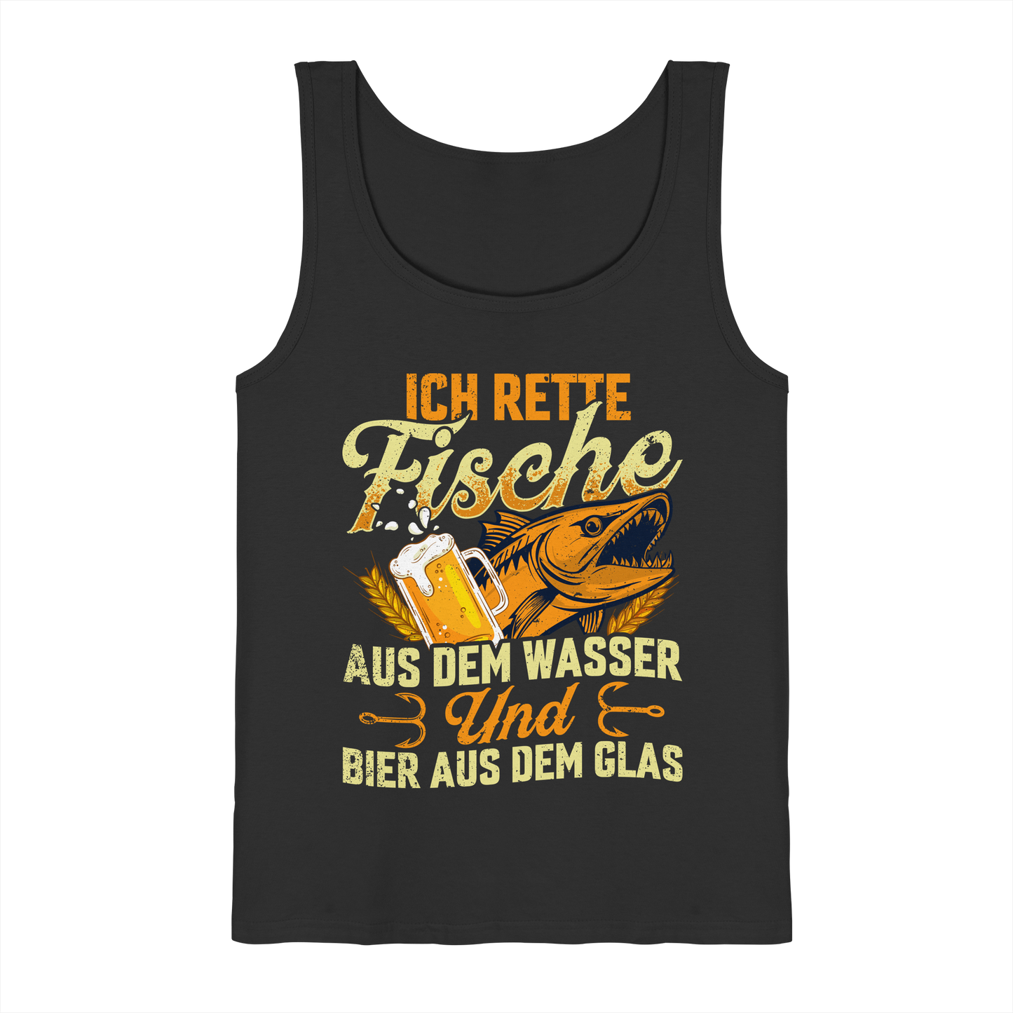 Ich Rette Fische aus dem Wasser und Bier aus Glas Angler Angeln - Tank-Top