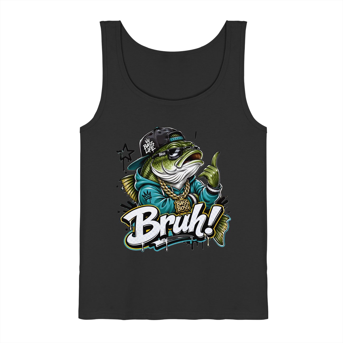 Bruh Bass Boss Life Fishing Hip Hop Barsch Angler Streetwear Tank-Top