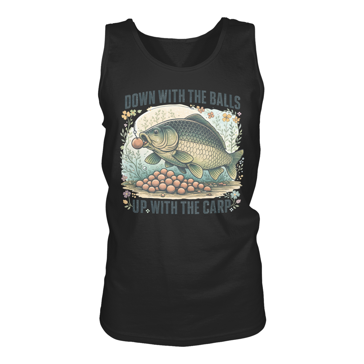 Down with the Balls up with the Carp Karpfen Karpfenangler Muskelshirt Tank-Top