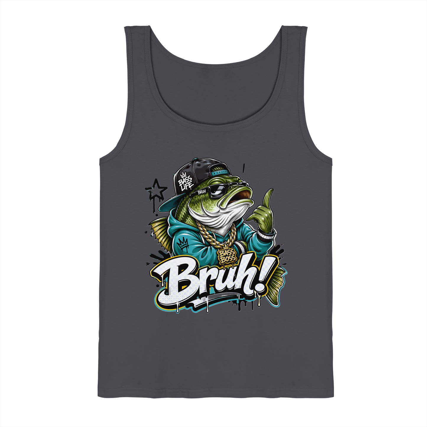 Bruh Bass Boss Life Fishing Hip Hop Barsch Angler Streetwear Tank-Top
