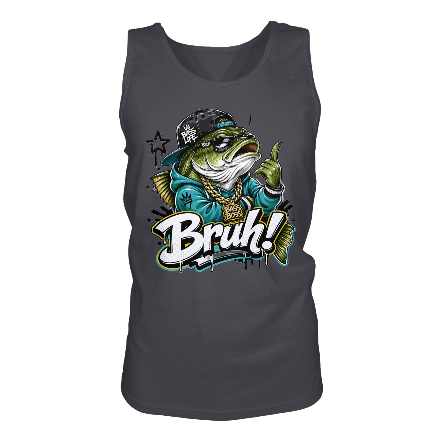 Bruh Bass Boss Life Fishing Hip Hop Barsch Angler Streetwear Tank-Top