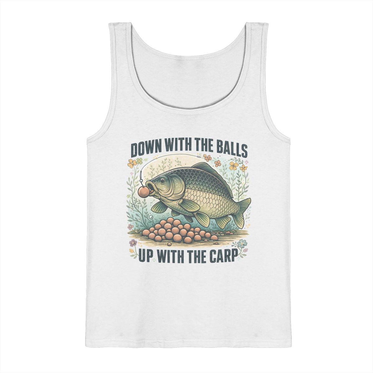 Down with the Balls up with the Carp Karpfen Karpfenangler Muskelshirt Tank-Top