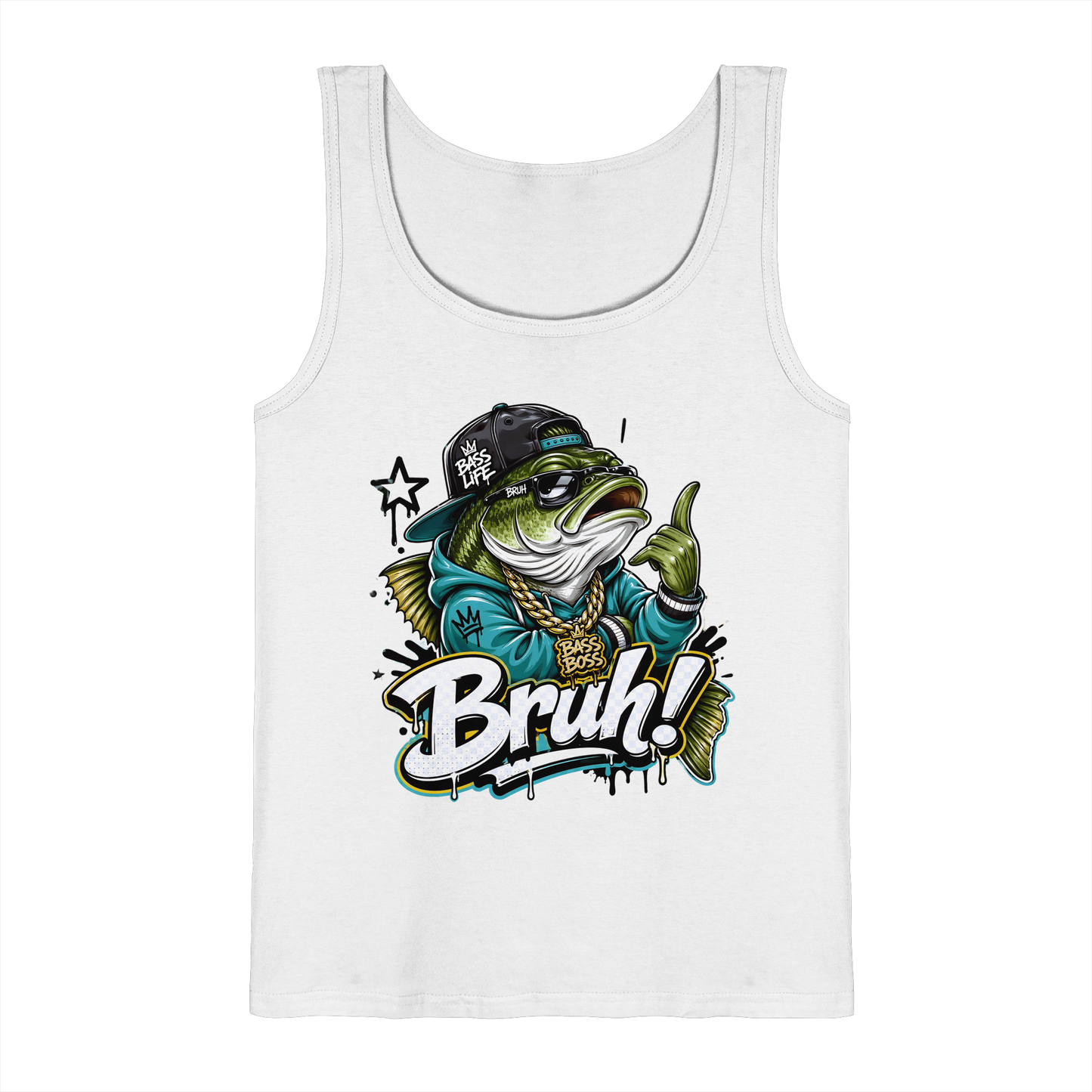 Bruh Bass Boss Life Fishing Hip Hop Barsch Angler Streetwear Tank-Top