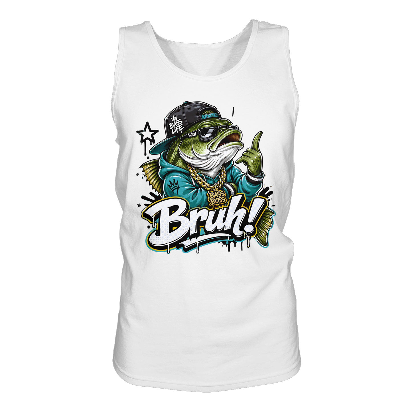 Bruh Bass Boss Life Fishing Hip Hop Barsch Angler Streetwear Tank-Top