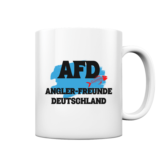 AFD Angel-Freunde Deutschland -  für Angler Fischerei Hobby Männer Angelsport Karpfen Raubfisch Wels Waller Zielfisch - Tasse glossy