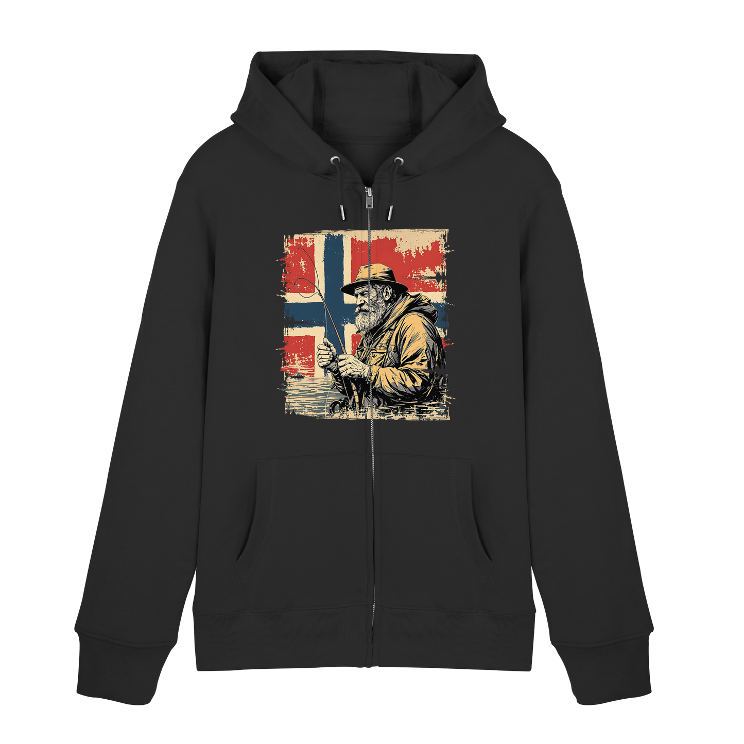 Norway Fishing Zippjacke mit Kapuze Angler Hoodie Zipper Jacke Norwegen