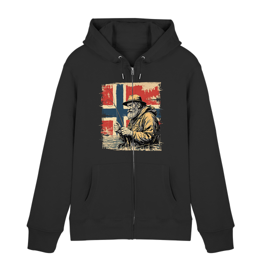 Norway Fishing Zippjacke mit Kapuze Angler Hoodie Zipper Jacke Norwegen